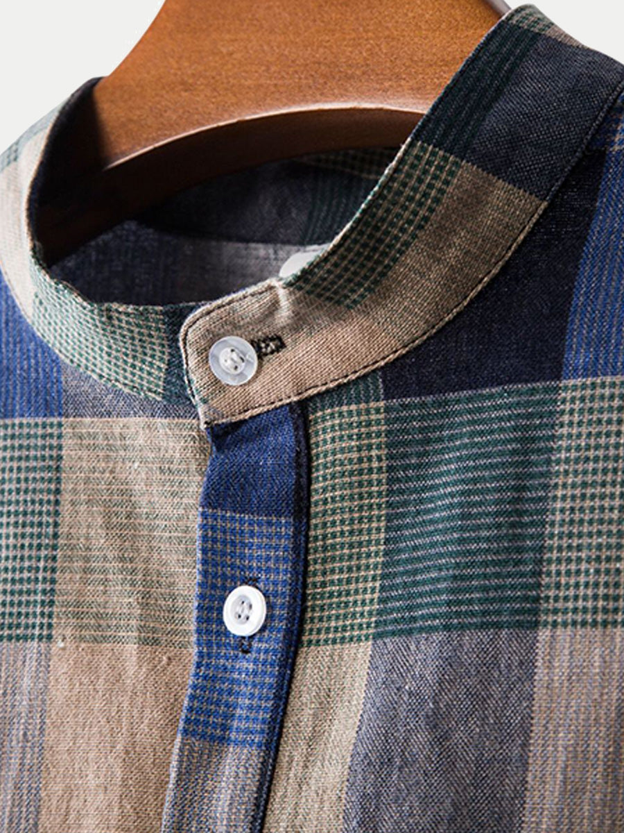 Chemise décontractée à carreaux à manches courtes pour hommes