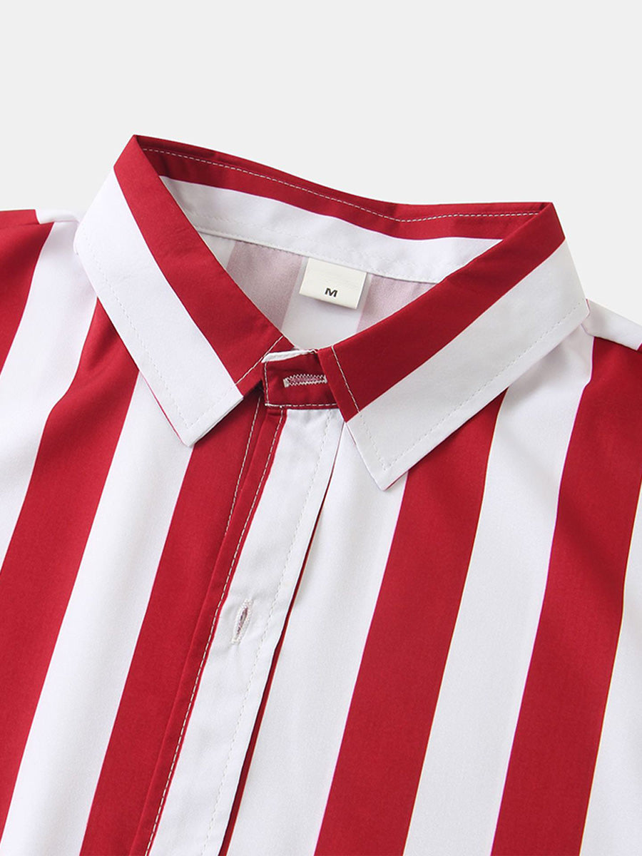 Chemise à manches courtes à imprimé vertical pour homme