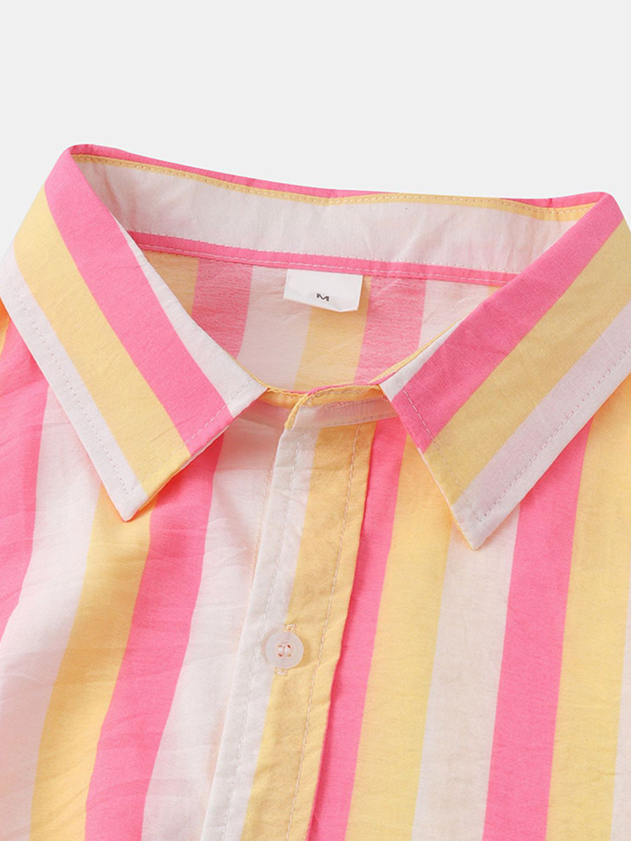 Chemise à manches courtes à imprimé vertical pour homme