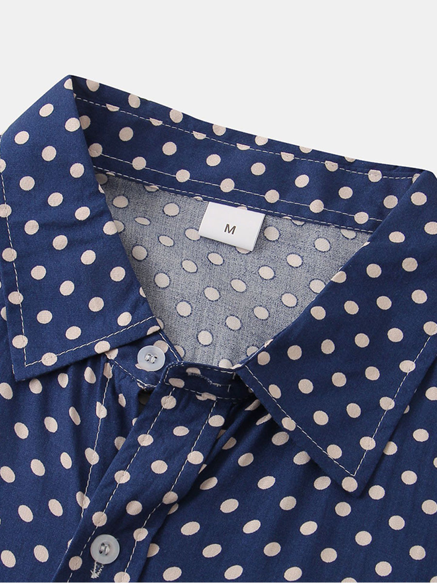 Camicia da uomo a maniche corte a pois