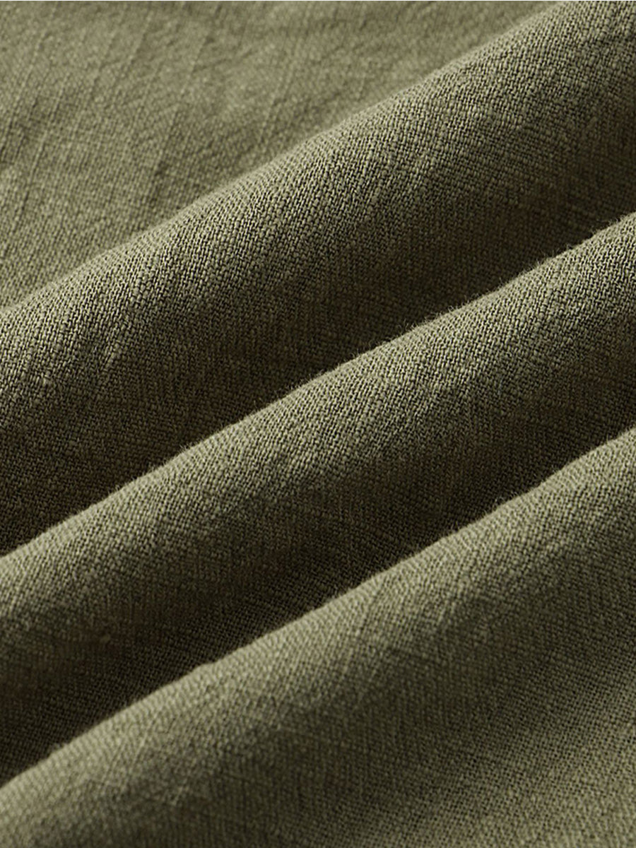 Chemise à manches courtes en coton uni pour hommes