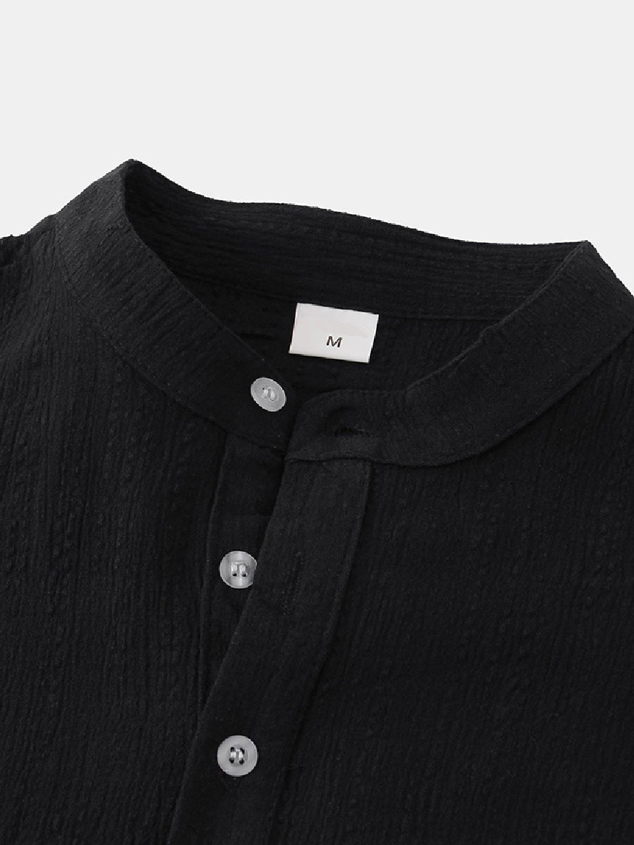 Men's  Solid casual short sleeve shirt