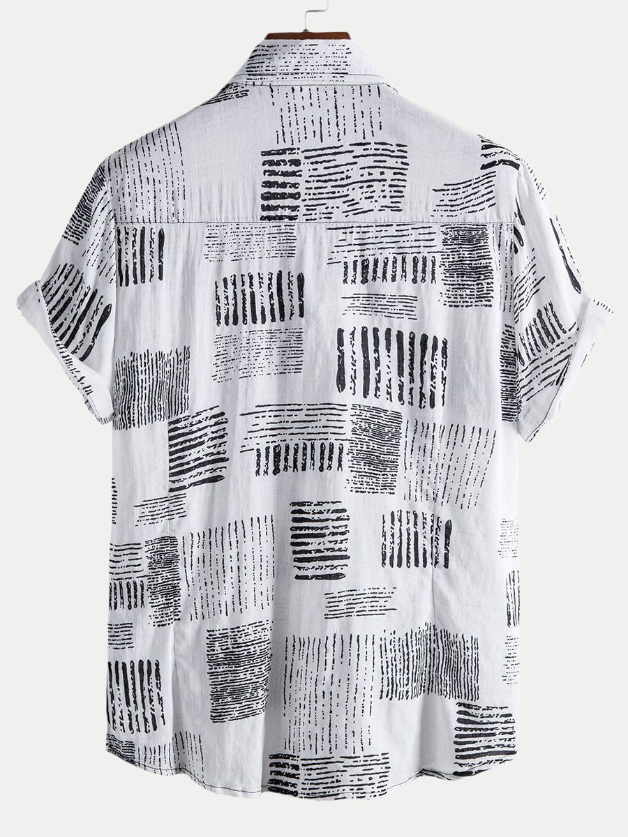 Camicia a maniche corte con stampa casual da uomo
