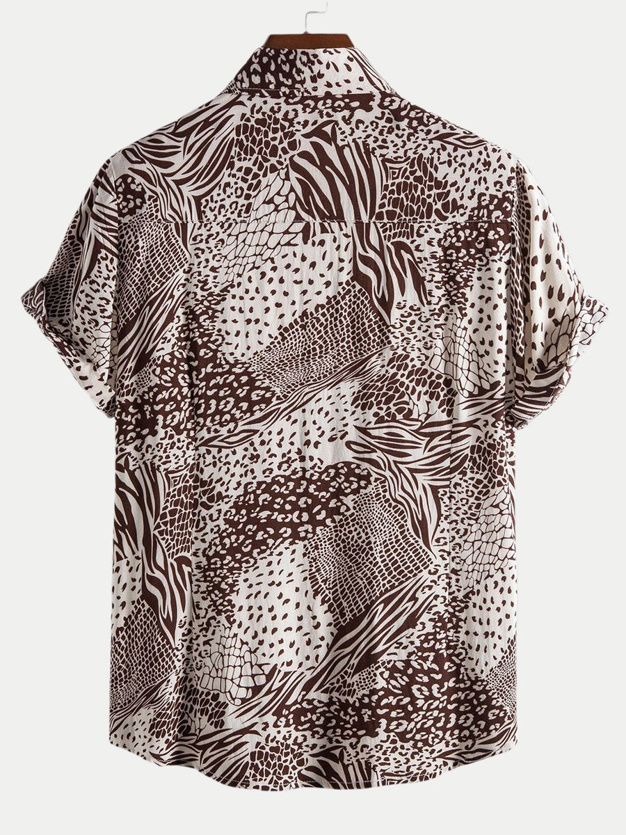 Camicia da uomo a maniche corte con stampa floreale