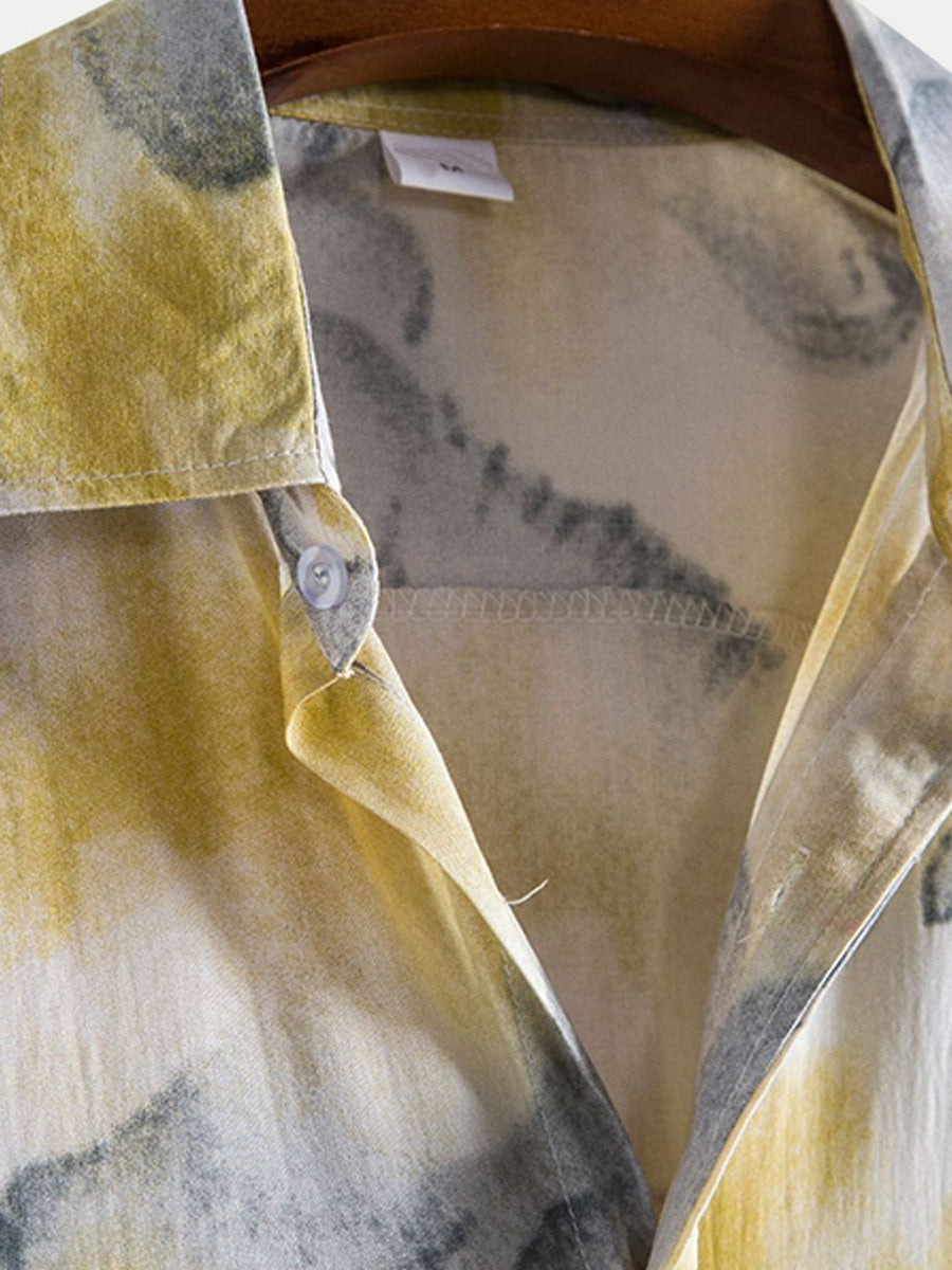 Camicia a maniche corte con stampa casual da uomo