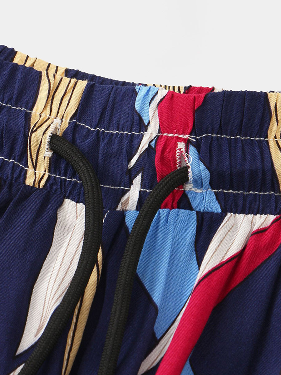 Set camicia e pantaloncini casual floreali da uomo