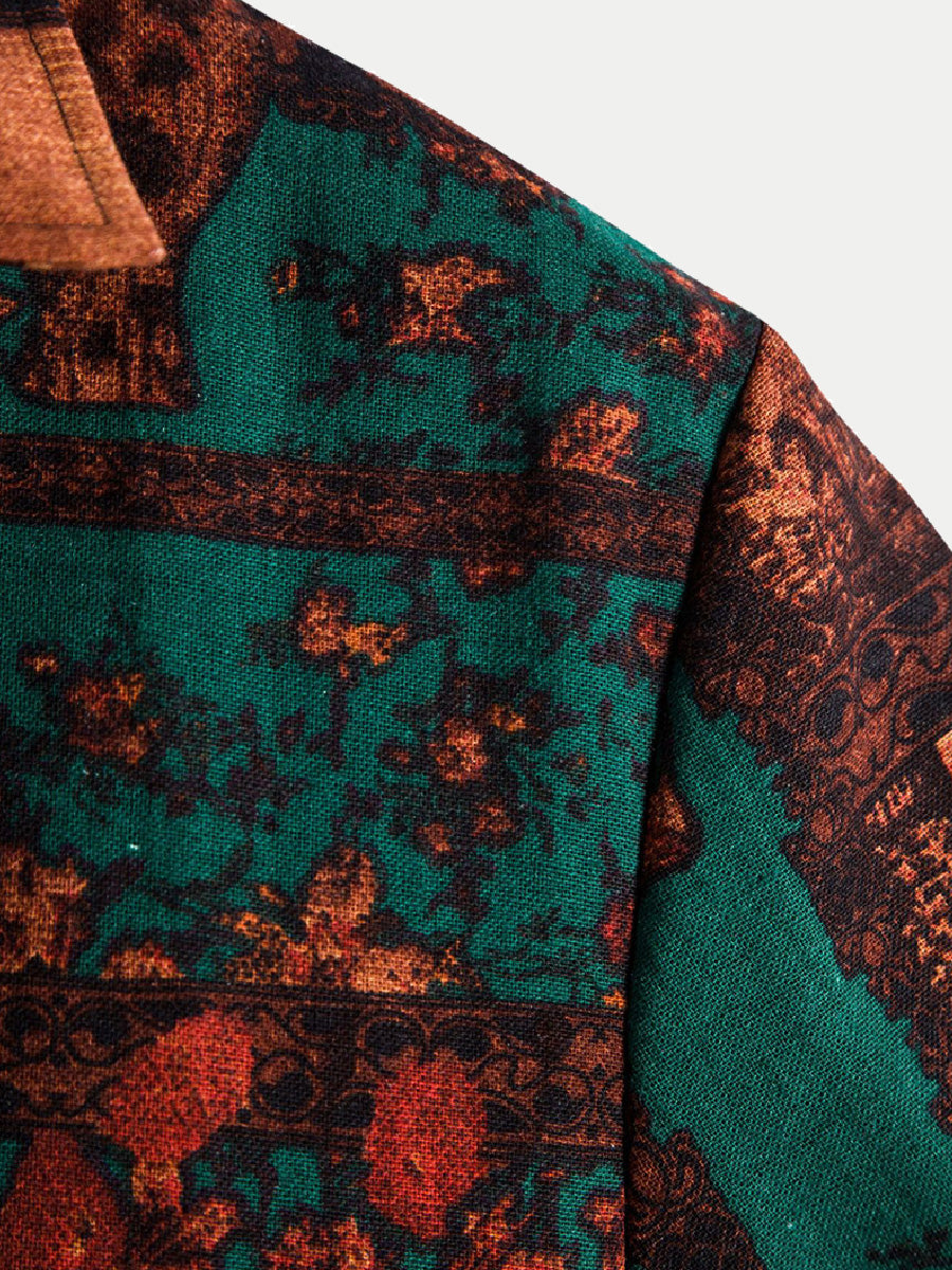 Men's Floral square short sleeve shirt