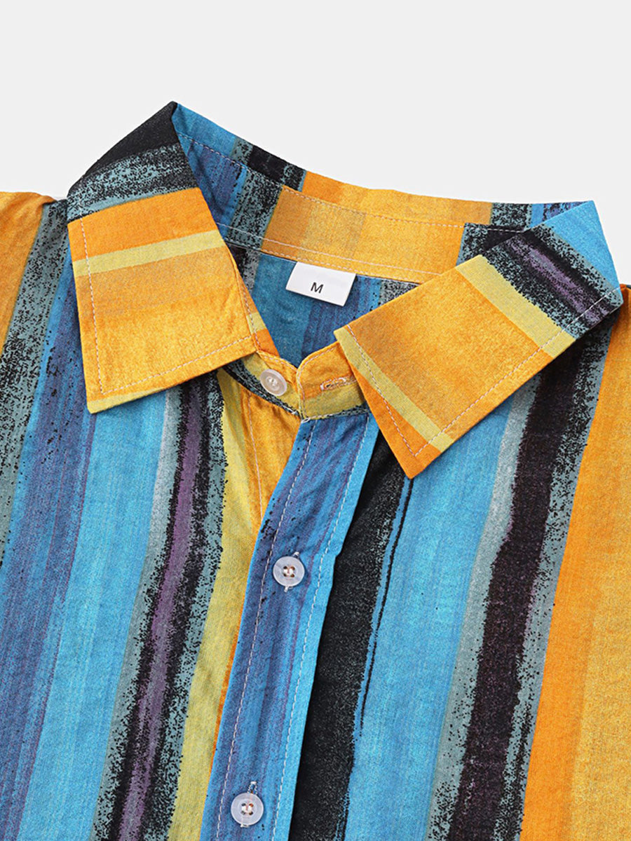 Camicia da uomo a maniche corte con stampa verticale
