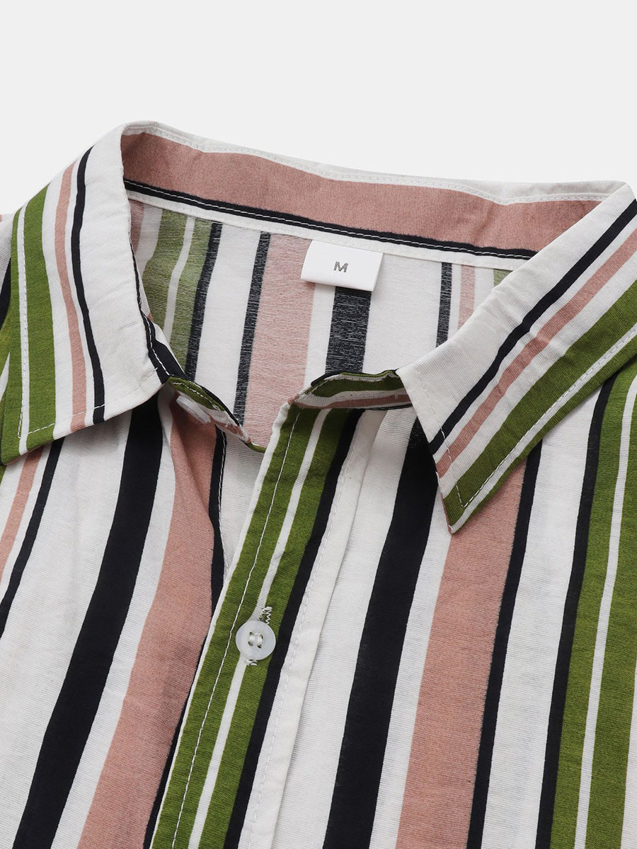 Chemise à manches courtes à imprimé vertical pour homme