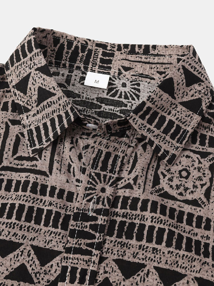 Men's Floral Print cotton short sleeve shirt