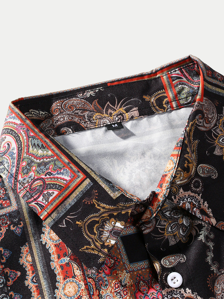 Men's Patchwork Print short sleeve shirt