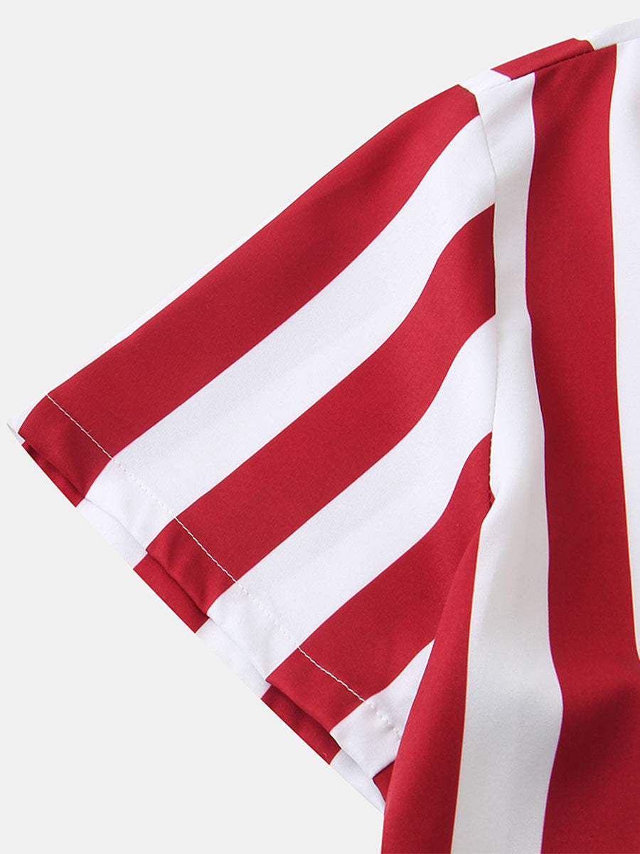 Chemise à manches courtes à imprimé vertical pour homme