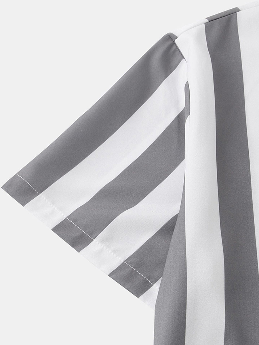 Camicia da uomo a maniche corte con stampa verticale