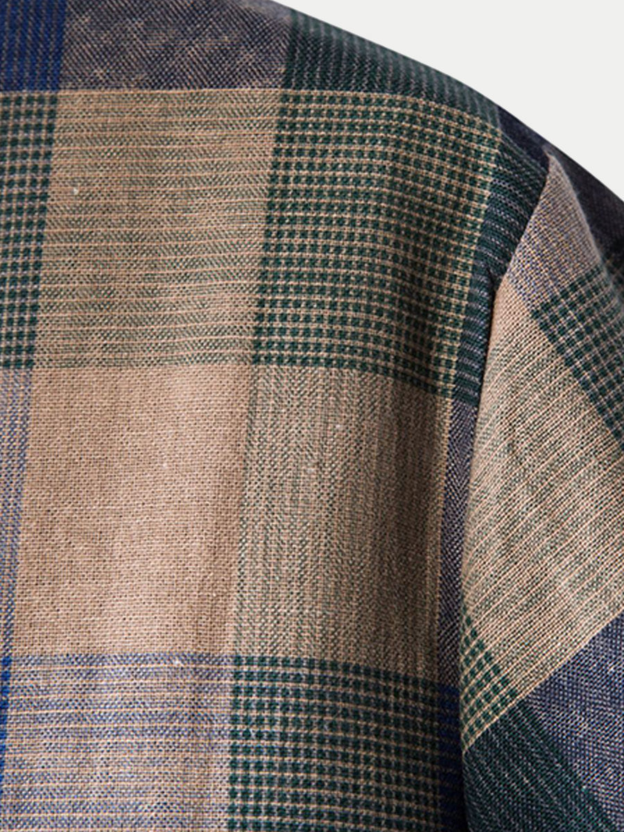 Chemise décontractée à carreaux à manches courtes pour hommes