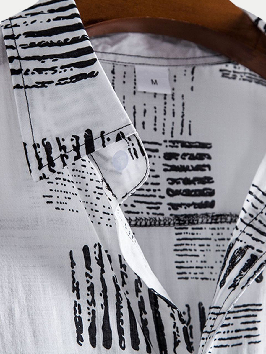 Camicia a maniche corte con stampa casual da uomo