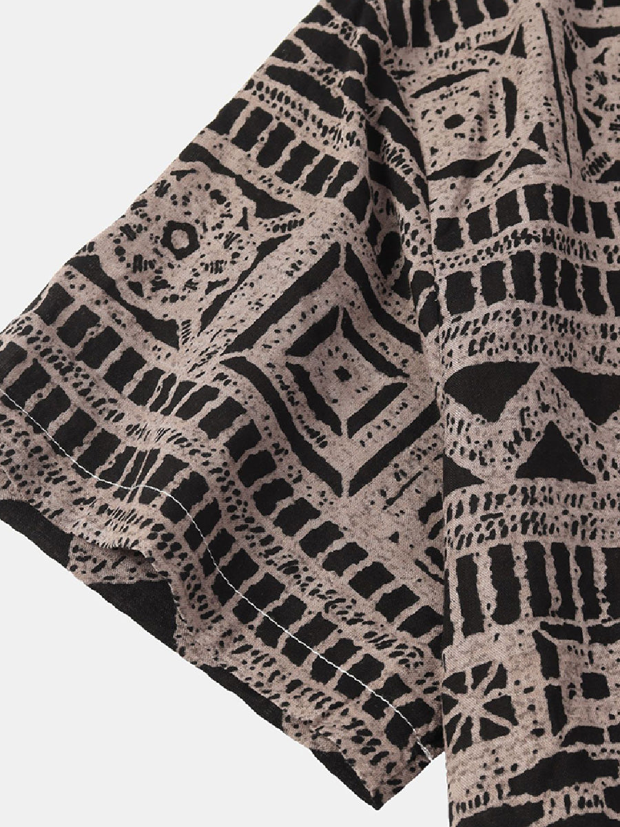 Men's Floral Print cotton short sleeve shirt