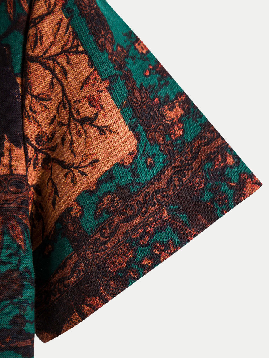 Men's Floral square short sleeve shirt