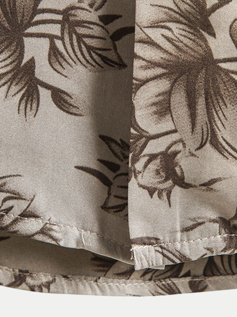 Camicia da uomo a maniche corte con stampa floreale