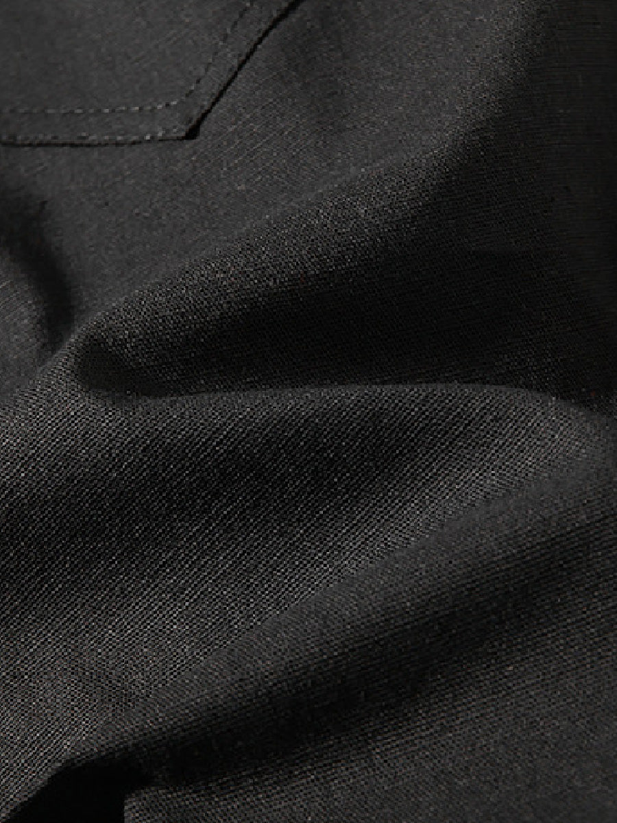 Pantaloncini casual da uomo in cotone e lino in pizzo sciolto tinta unita