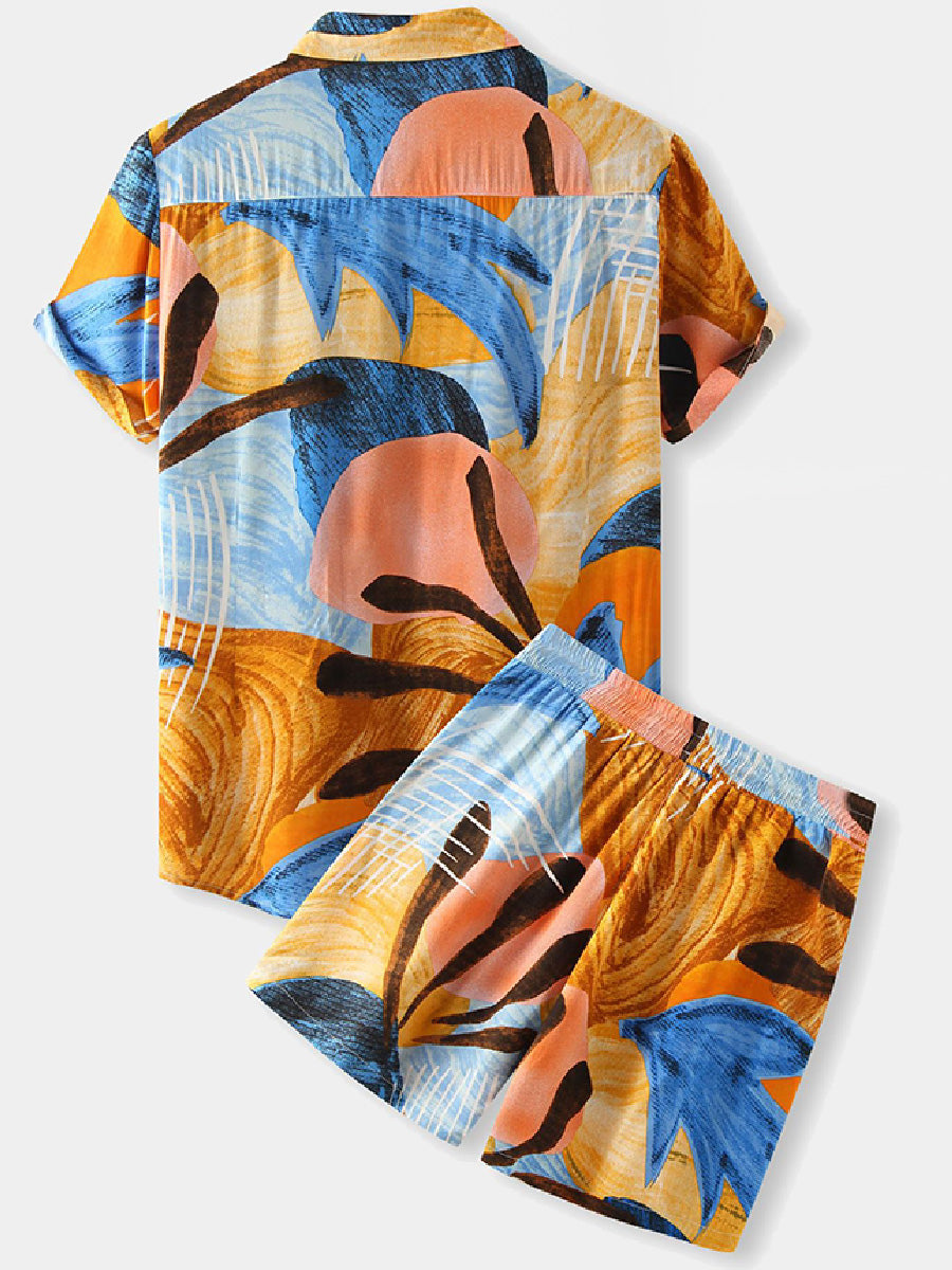 Set camicia e pantaloncini casual da uomo per le vacanze