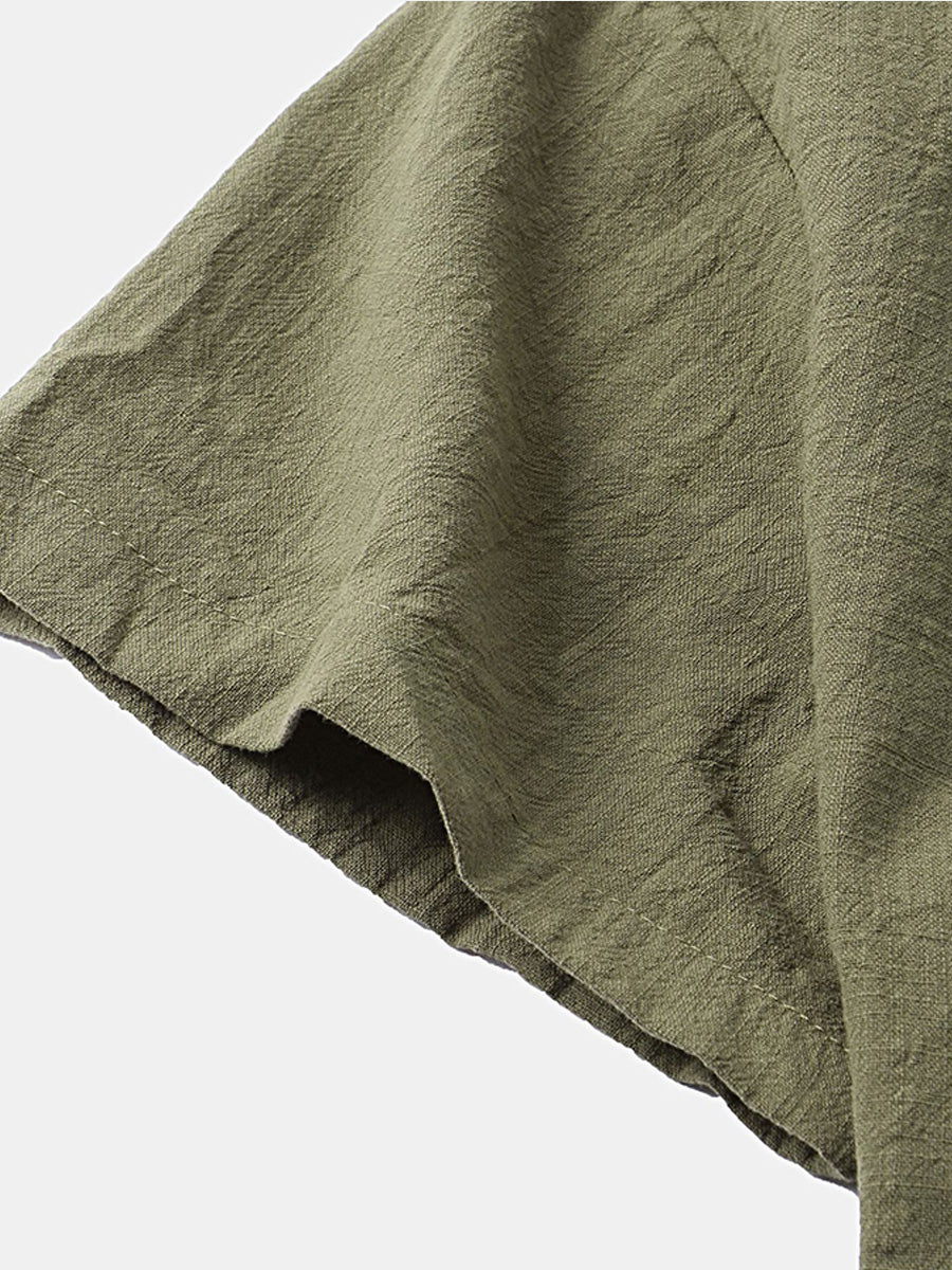 Chemise à manches courtes en coton uni pour homme