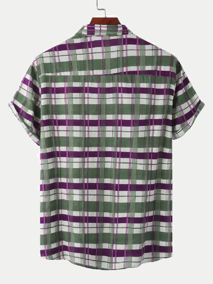 Men's Checkered Print short sleeve shirt
