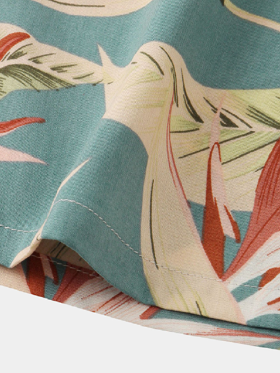 Pantaloncini casual da uomo in cotone e lino hawaiano per le vacanze