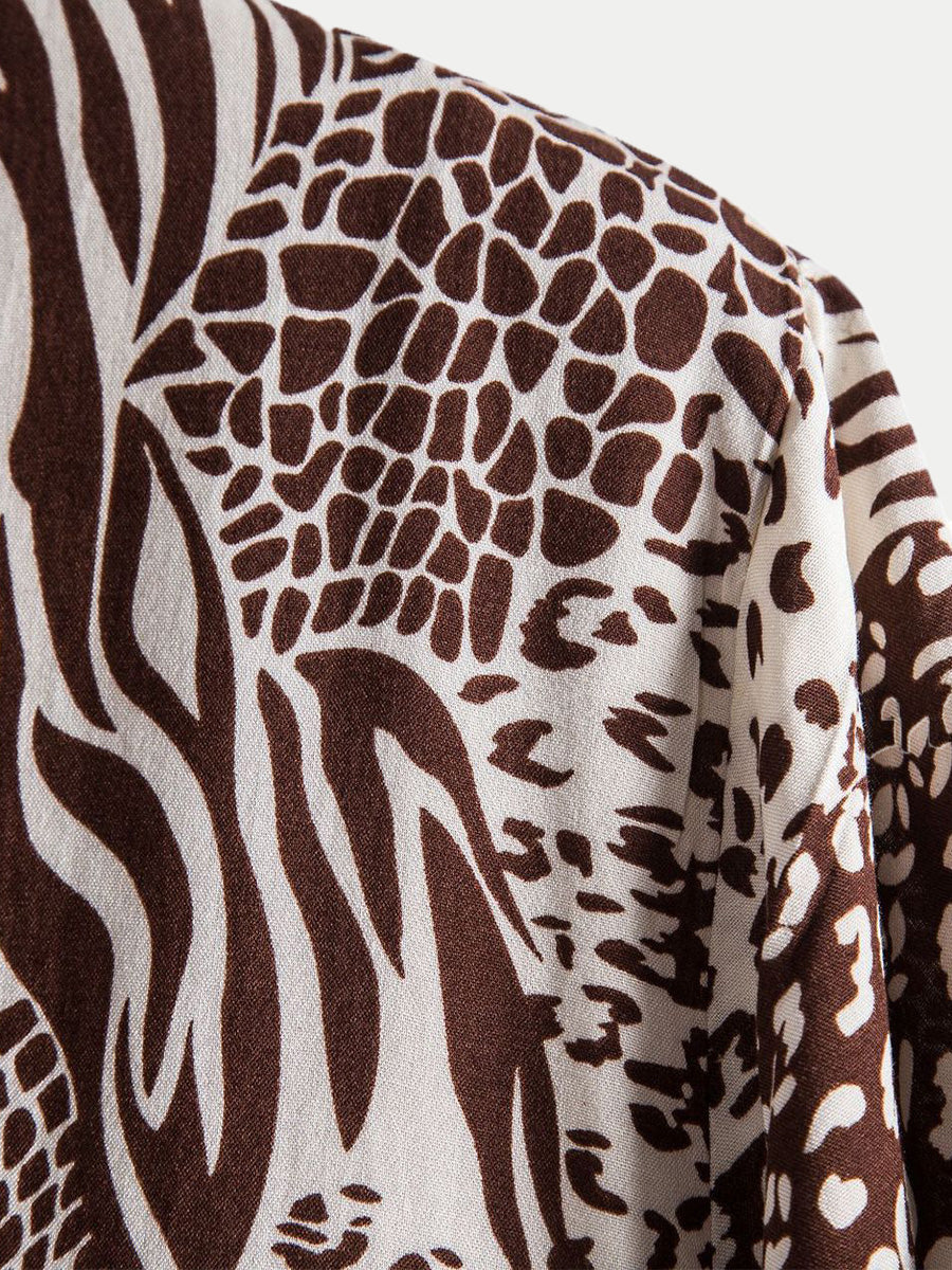 Camicia da uomo a maniche corte con stampa floreale