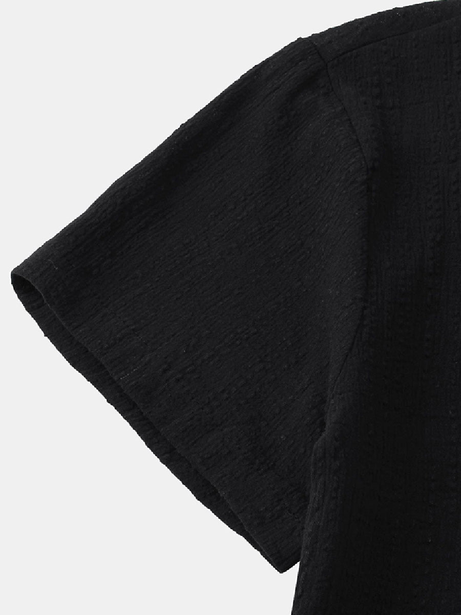 Men's  Solid casual short sleeve shirt
