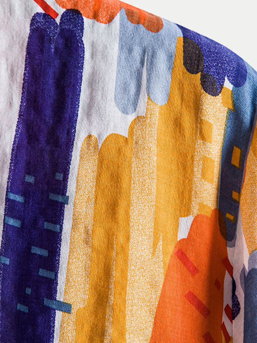Camicia a maniche corte con stampa casual da uomo