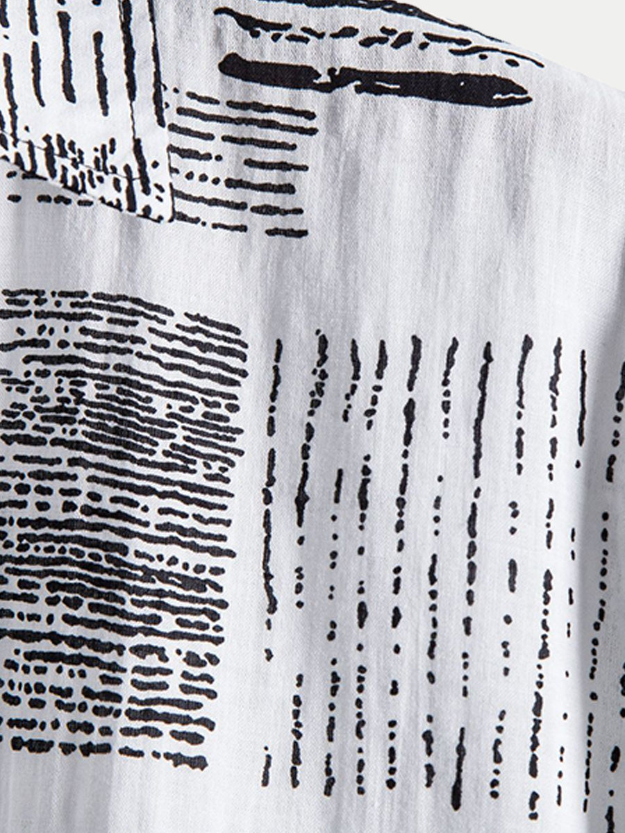Camicia a maniche corte con stampa casual da uomo