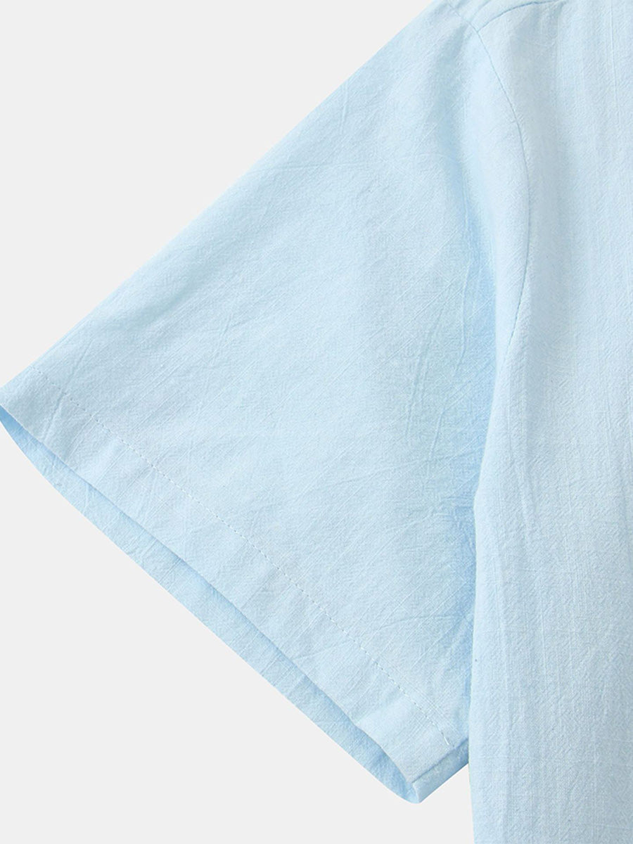 Men's Beach cotton short sleeve shirt