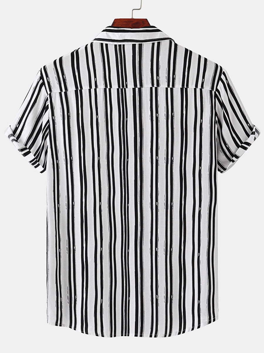 Camicia da uomo a maniche corte con stampa verticale
