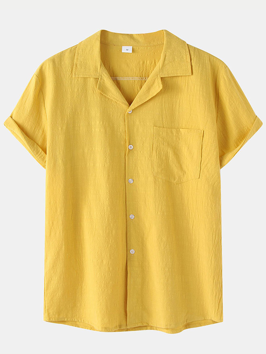 Chemise à manches courtes en coton uni pour homme