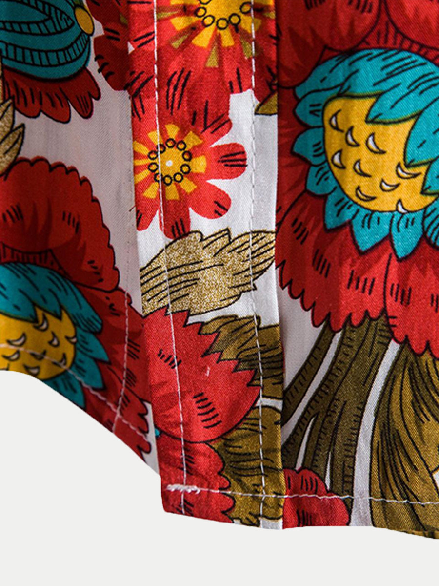 Camicia da uomo a maniche corte con stampa floreale