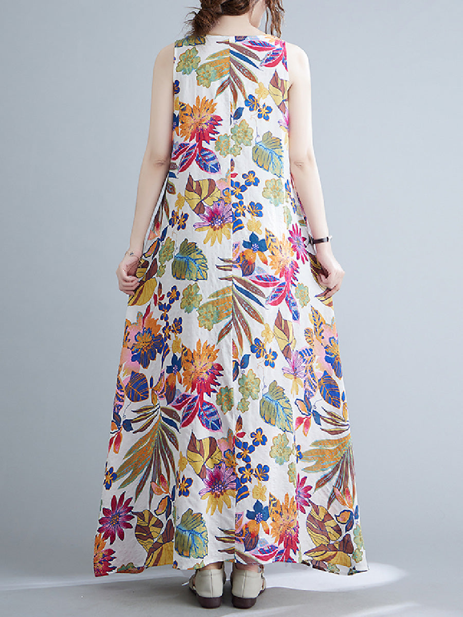 Floral cotton and linen Dress