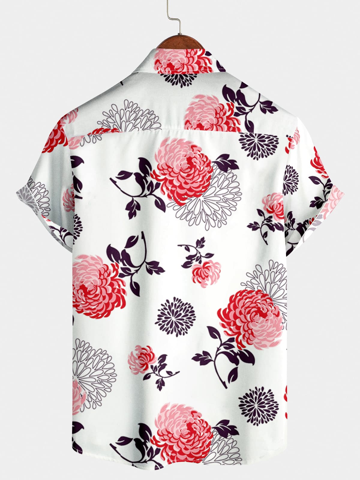 Men's Flower Print Short Sleeve Shirt