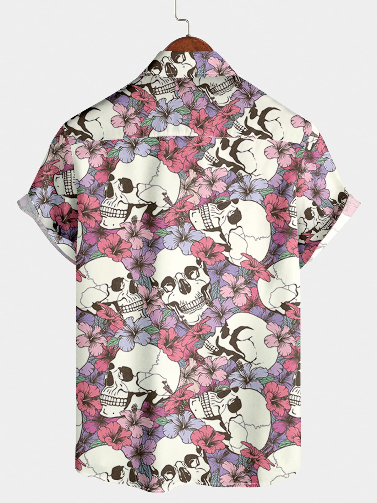 Chemise à manches courtes à imprimé tête de mort pour hommes