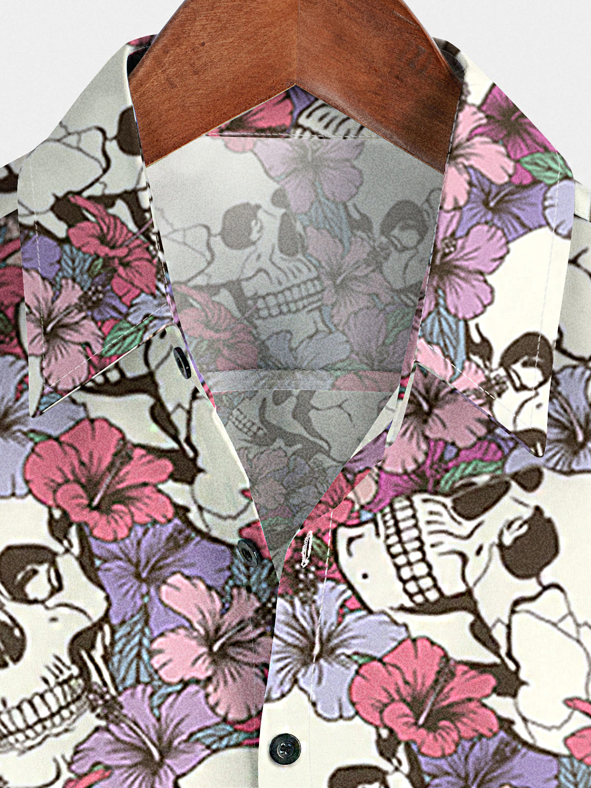 Chemise à manches courtes à imprimé tête de mort pour hommes