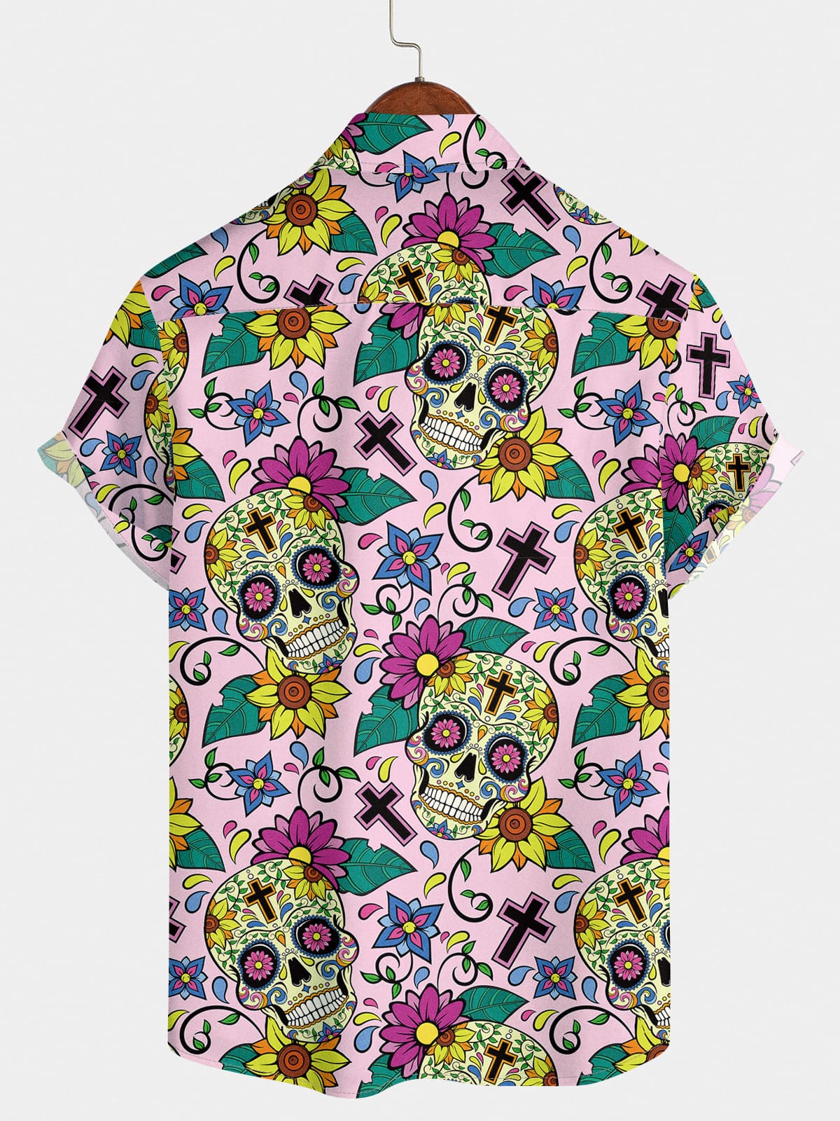 Camicia a maniche corte da uomo con teschio di cartone animato