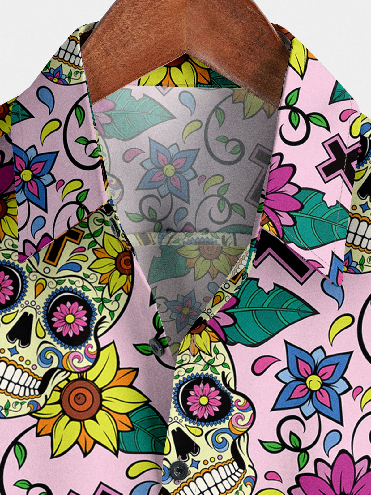 Camicia a maniche corte da uomo con teschio di cartone animato