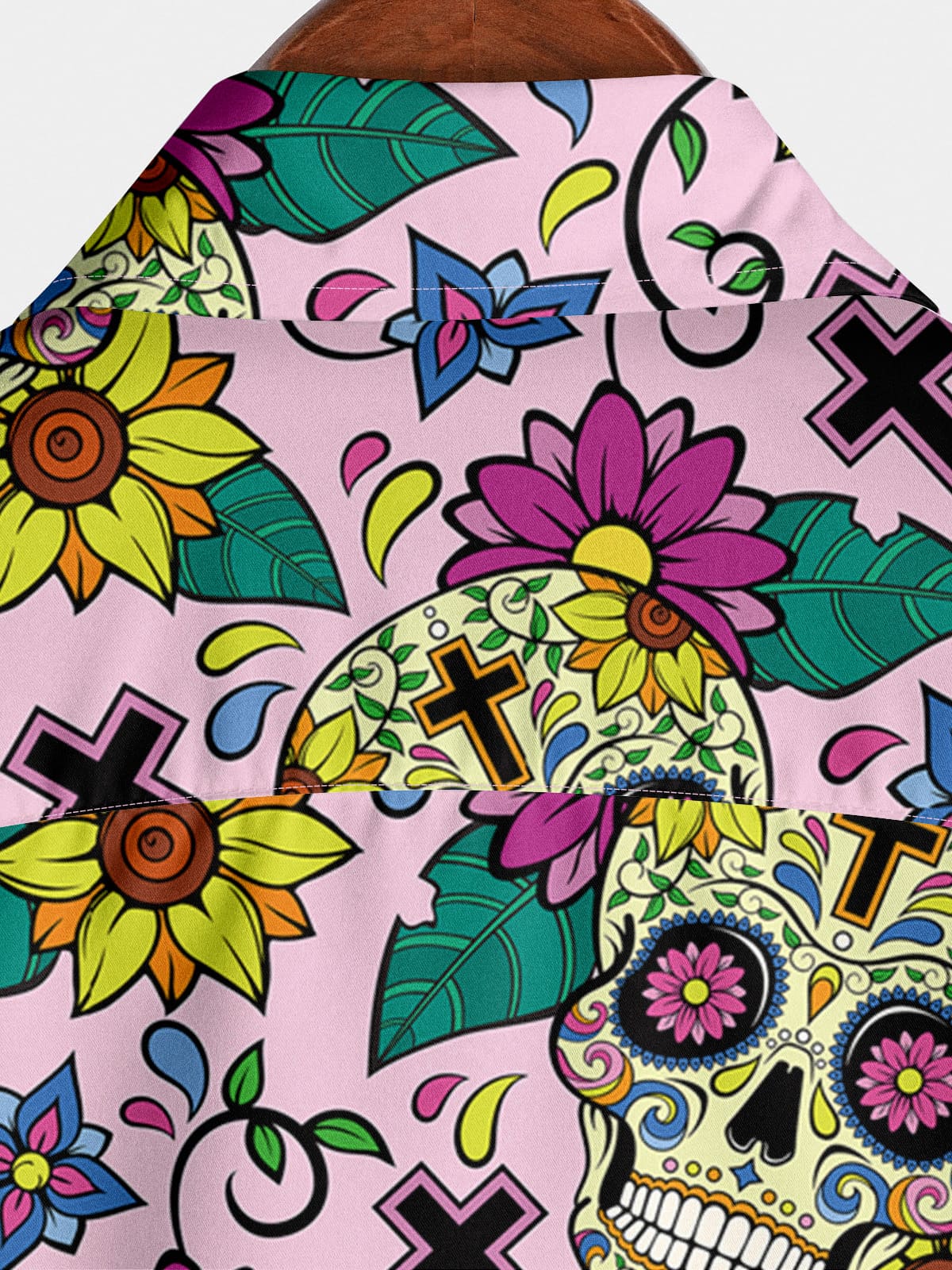 Camicia a maniche corte da uomo con teschio di cartone animato