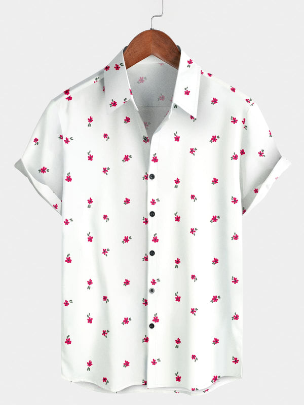Camicia a maniche corte da uomo a fiore piccolo