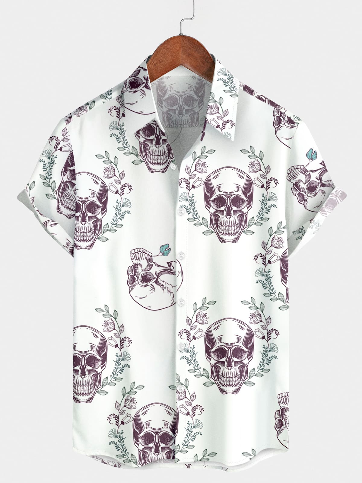 Camicia a maniche corte da uomo con fiore di teschio