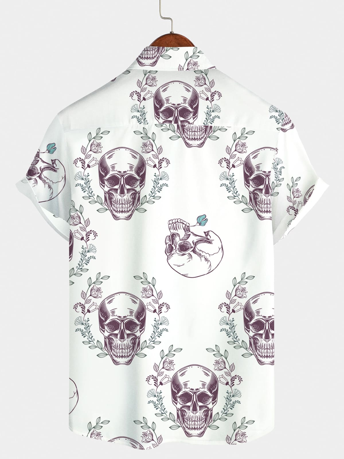 Camicia a maniche corte da uomo con fiore di teschio