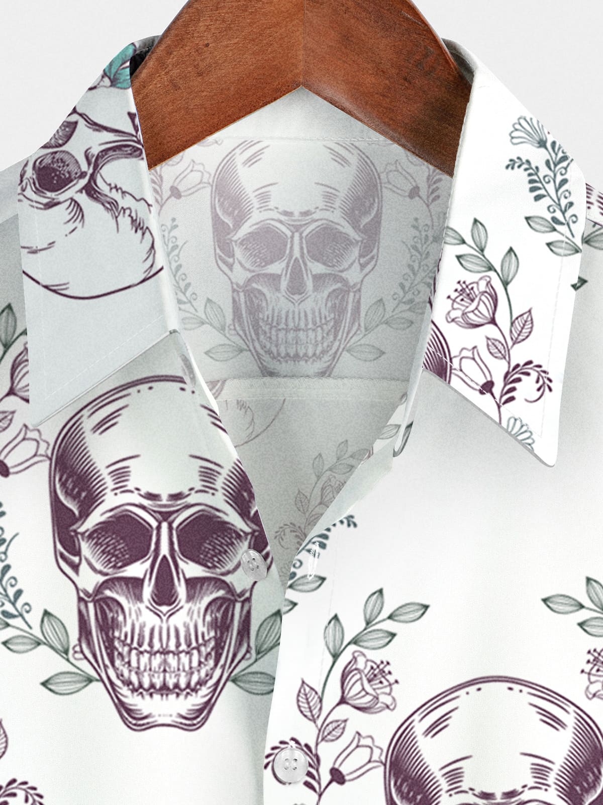 Camicia a maniche corte da uomo con fiore di teschio