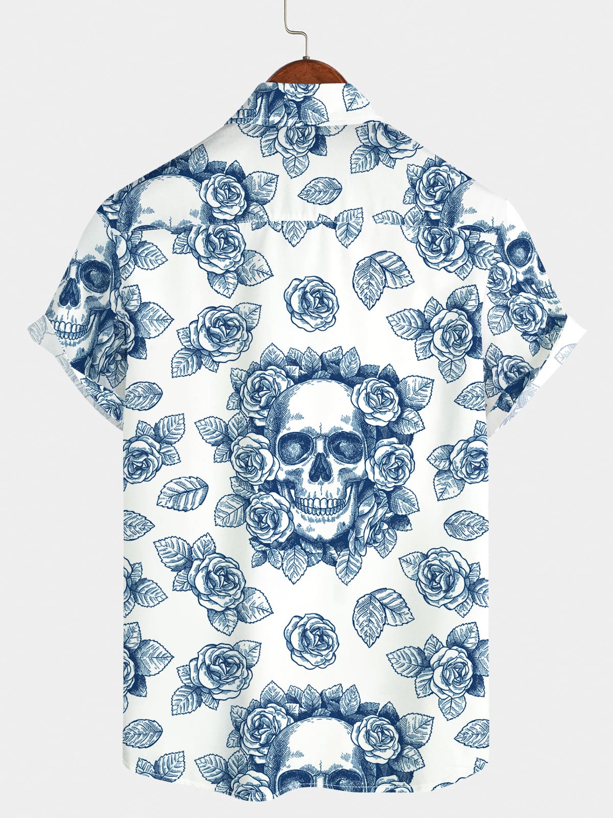 Camicia a maniche corte da uomo con teschio di fiori