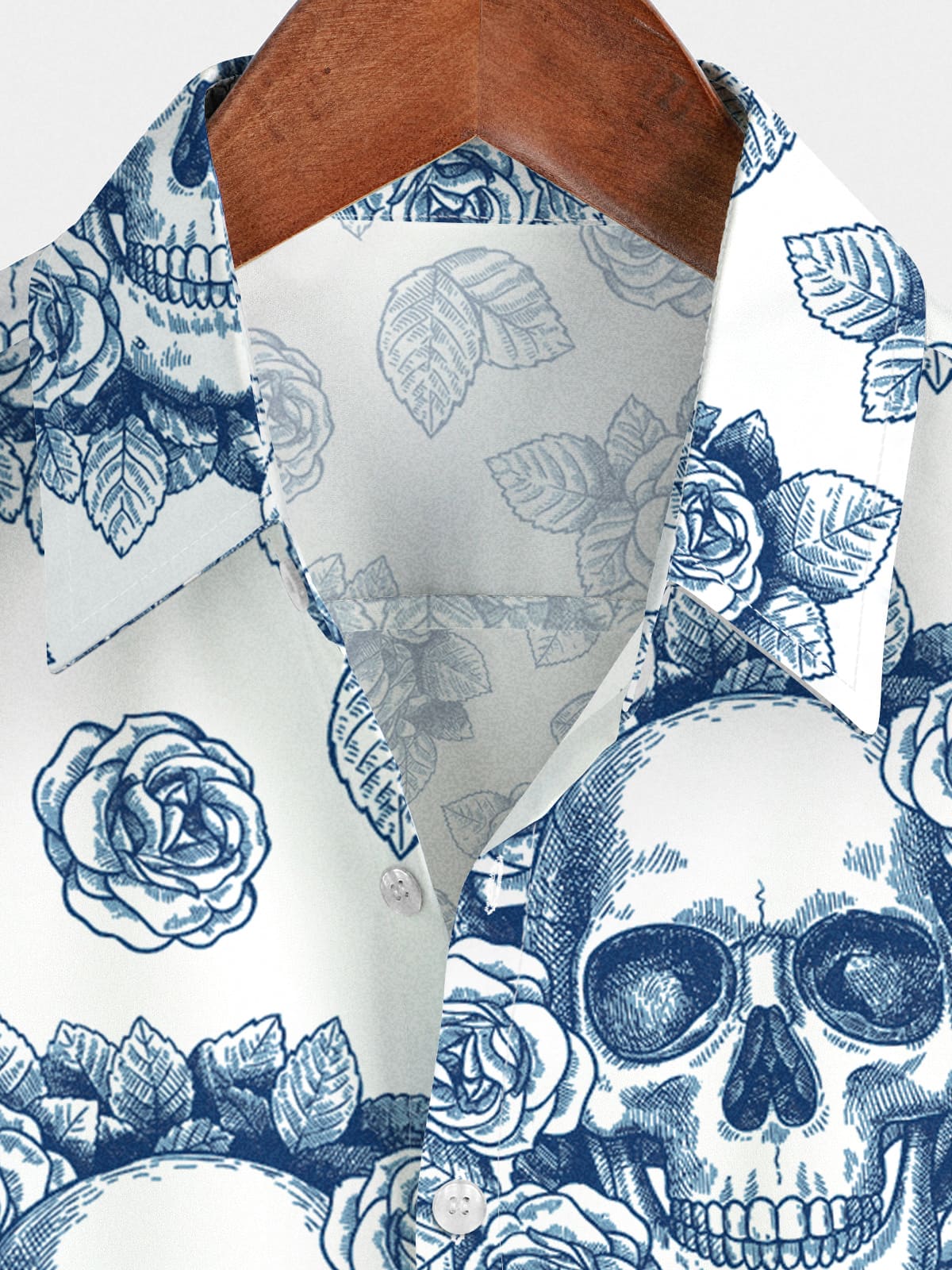 Camicia a maniche corte da uomo con teschio di fiori
