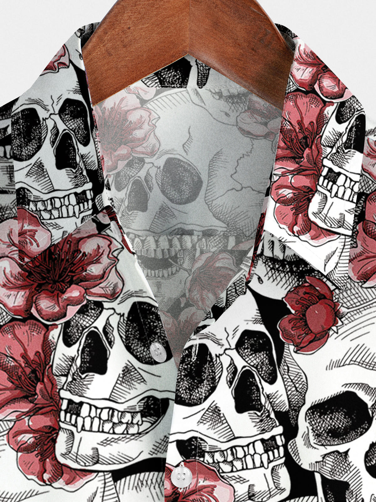 Camicia a maniche corte da uomo con teschio di fiori