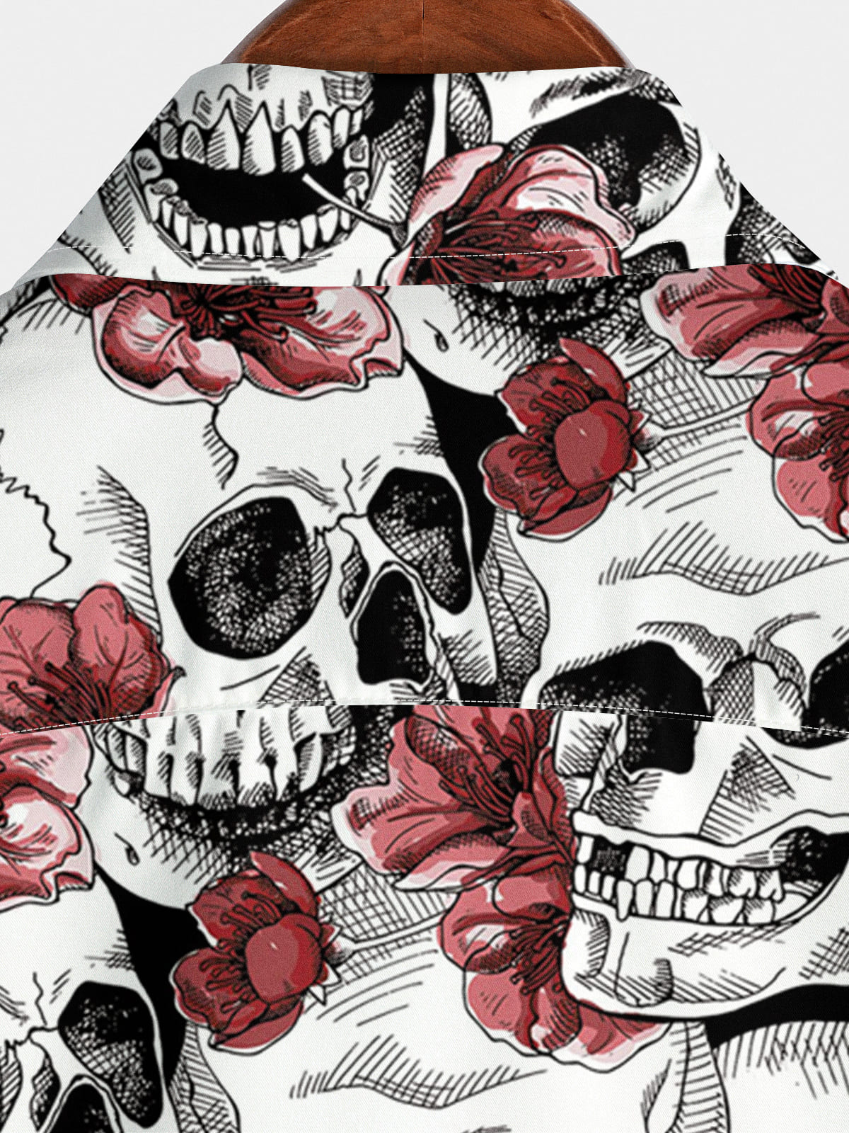 Camicia a maniche corte da uomo con teschio di fiori